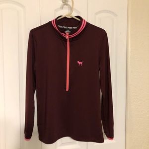 PINK ULTIMATE quarter zip pullover athletic top, workout layer